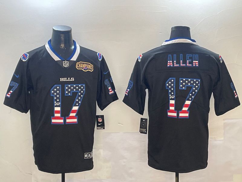Men Buffalo Bills #17 Allen Black Flag Edition 2024 Nike Limited NFL Jersey style 2